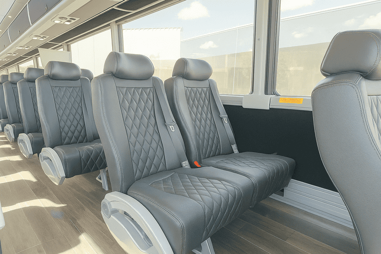 interior of Meridian Coach Bus Service charter bus