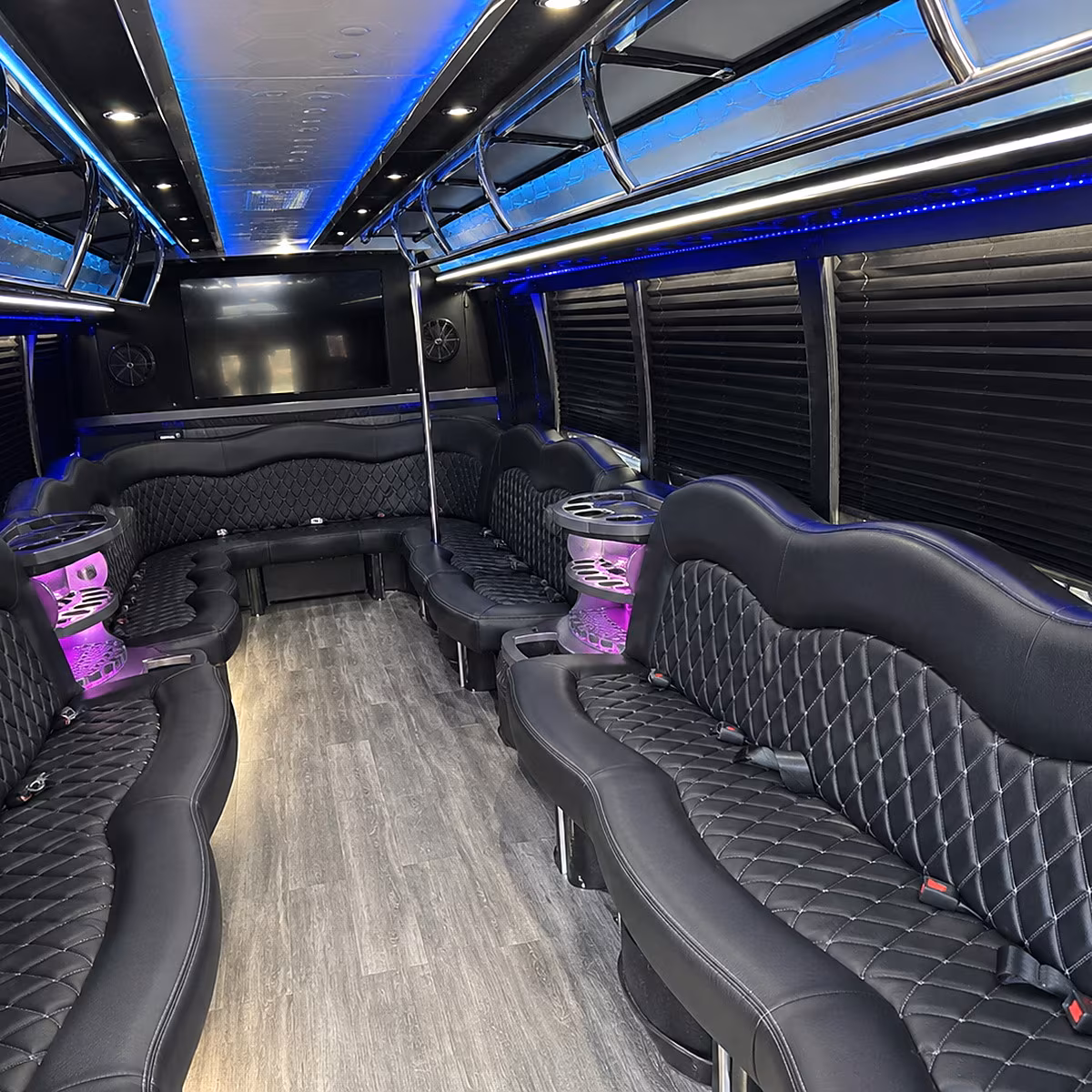 meridian party bus rental interior
